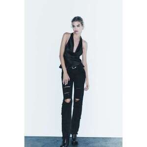 RIPPED MID RISE STRAIGHT LEG TRF JEANS